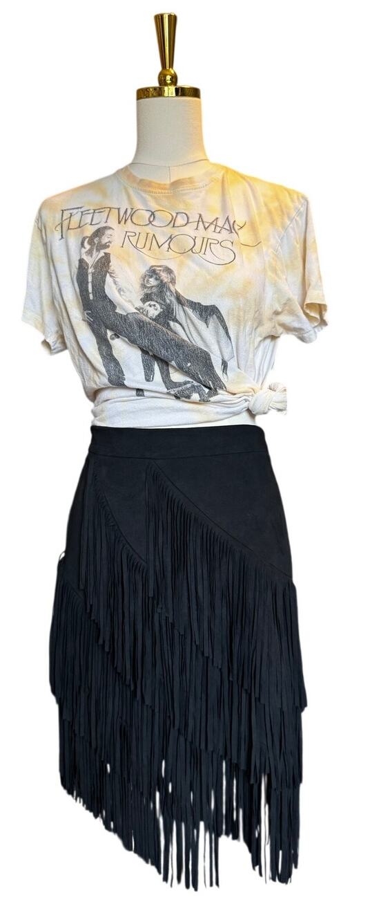 Idyllwind Black Tiered Fringe Western Midi Skirt Size Large Cowgirl Festival
